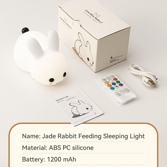 Perfect Gift Jade bunny Sleeping lamp light up silicone animal night light - Picture 14 of 16